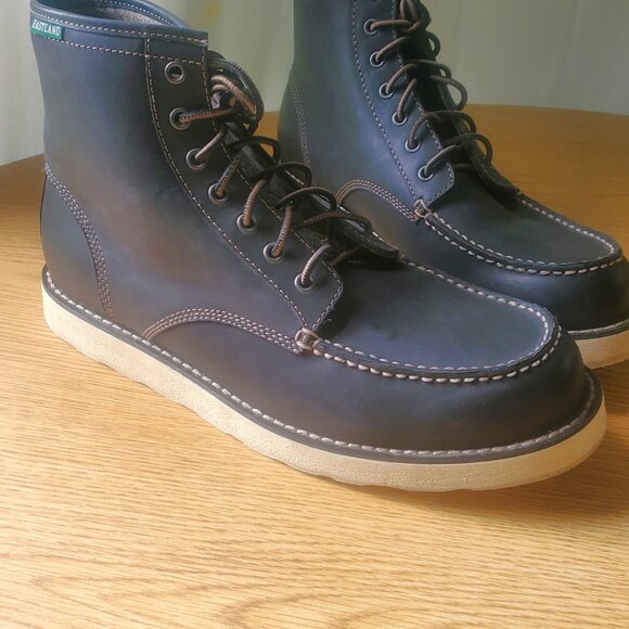 Eastland Men's Lumber Up Moc Toe Work Boots/ Size 12D/ Charcoal Gray Leather - Picture 3 of 9